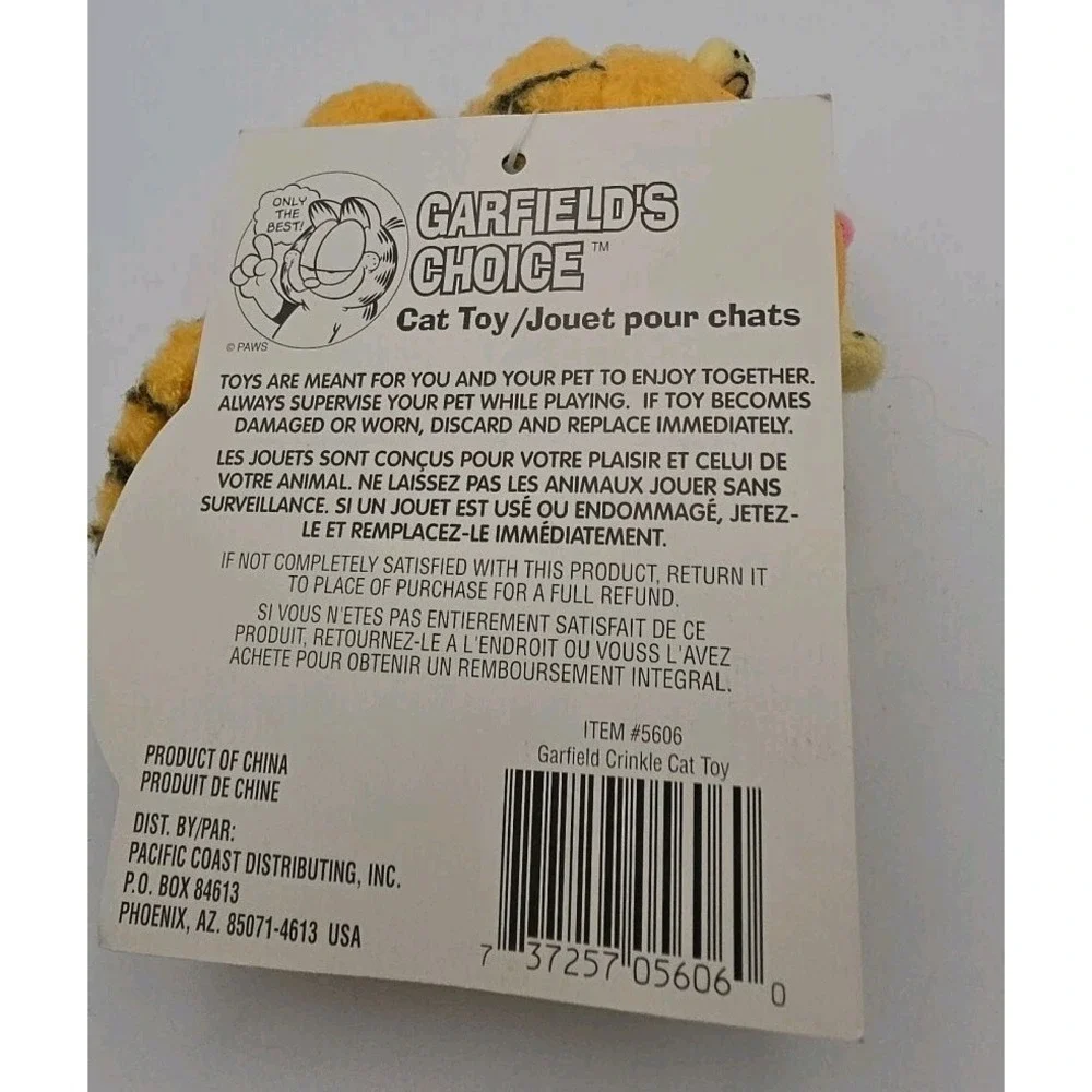 Vintage Paws Garfield Choice Crinkle Cat Toy Orange Plush New with Tag 5606